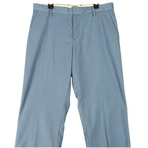 Adidas Golf Pants Mens‎ 35x30 Blue Gingham Check Performance Flat Front Preppy